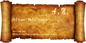 Alter Nándor névjegykártya